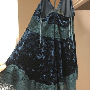free people emerald velvet/lace tanktop